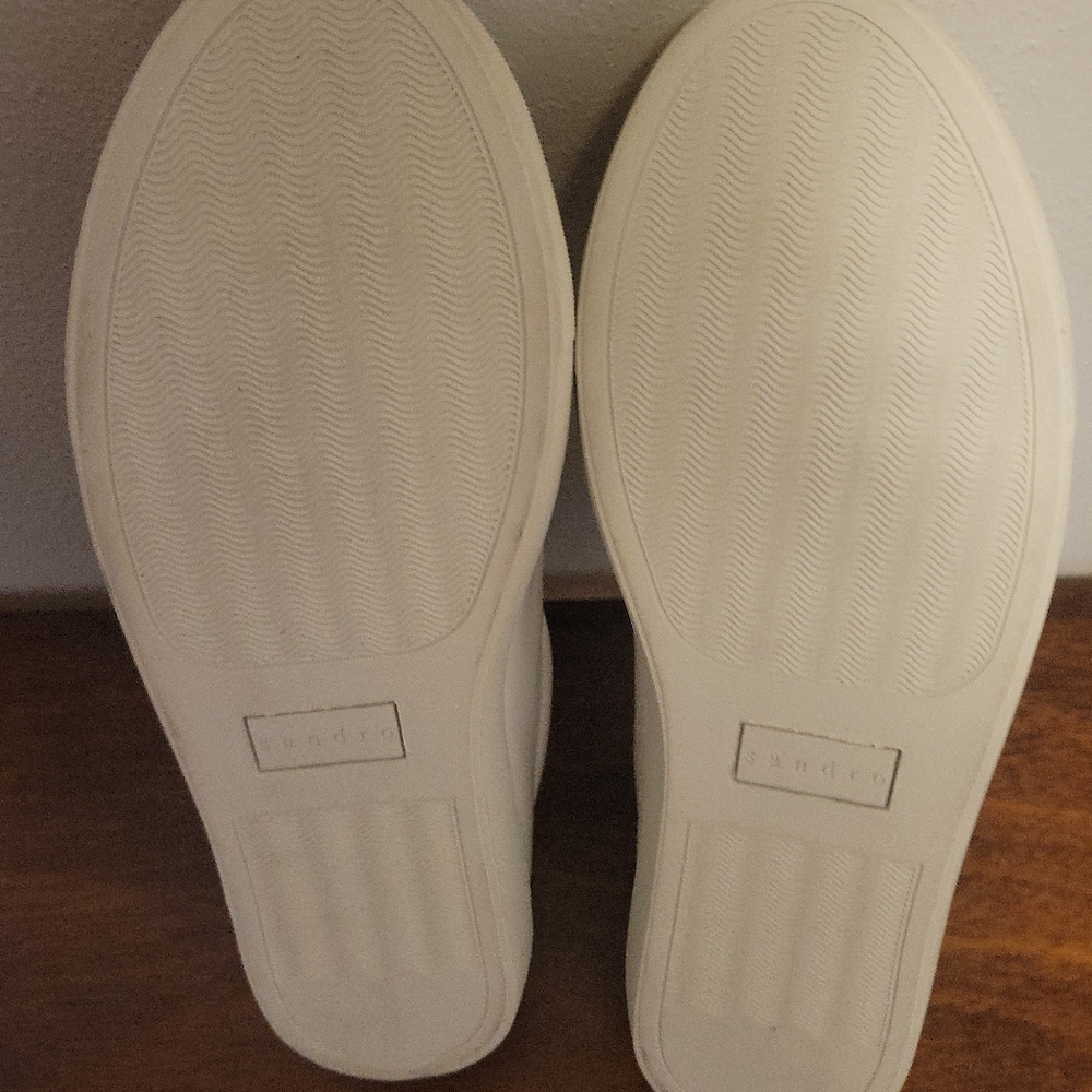 Sandro Men's White Leather Sneaker Size 43 (10) - Picture 4 of 7